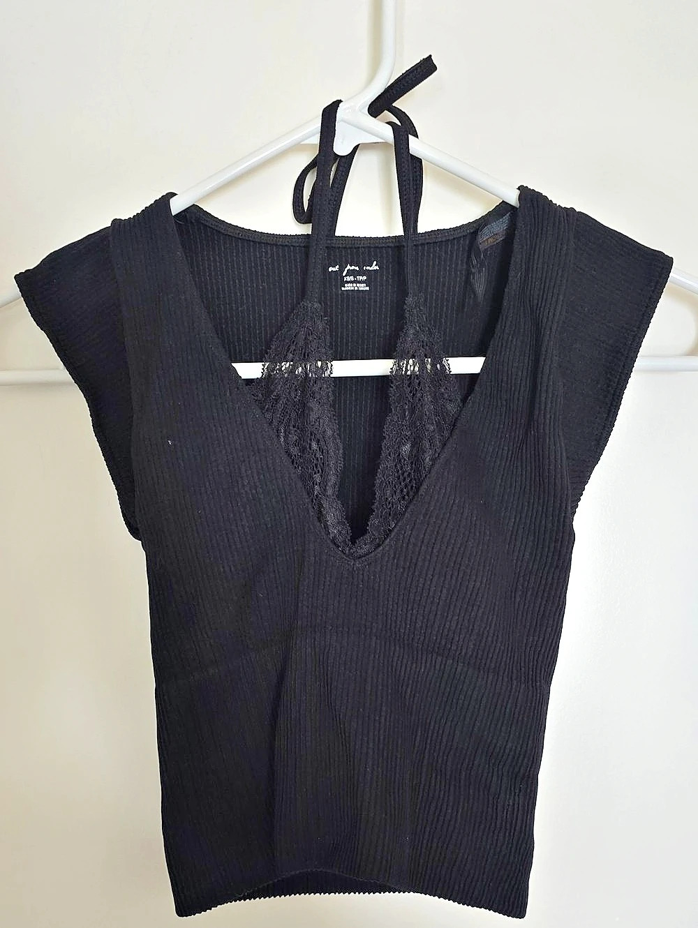 Out From Under Je T'Aime Lace Halter Top Black